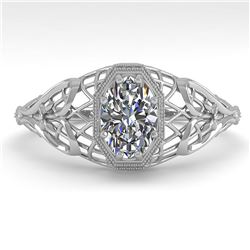 0.50 ctw VS/SI Oval Diamond Engagment Ring Art Deco 18k White Gold