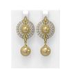 Image 1 : 5 ctw Diamond & Pearl Earrings 18K Yellow Gold