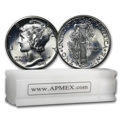1943-D Mercury Dime 50-Coin Roll BU