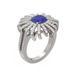 3.35 ctw Sapphire & Diamond Ring 18K White Gold