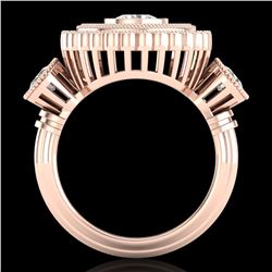 2.62 ctw VS/SI Diamond Solitaire Art Deco 3 Stone Ring 18k Rose Gold