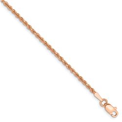 14k Rose Gold 1.75 mm Diamond Cut Rope Chain - 7 in.