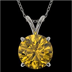 2 ctw Certified Intense Yellow Diamond Necklace 10k White Gold