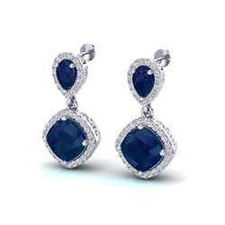 7 ctw Sapphire & Micro Pave VS/SI Diamond Earrings Designer 10k White Gold
