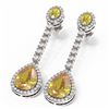 Image 3 : 8.05 ctw Canary Citrine & DiamondEarrings 18K White Gold