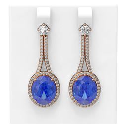 11.83 ctw Tanzanite & Diamond Earrings 18K Rose Gold