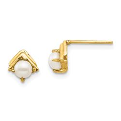 14k 3-4 mm White Button Freshwater Pearl Post Earrings - 62 mm