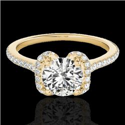 1.33 ctw Certified Diamond Solitaire Halo Ring 10k Yellow Gold