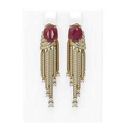 9.24 ctw Ruby & Diamond Earrings 18K Yellow Gold