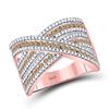 Image 1 : 10kt Rose Gold Round Brown Diamond Crossover Ring 1.00 Cttw