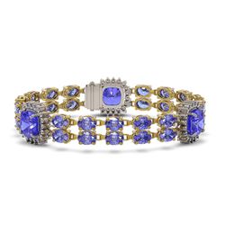 19.6 ctw Tanzanite & Diamond Bracelet 14K Yellow Gold