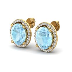 5 ctw Aquamarine & Micro Pave VS/SI Diamond Earrings 18k Yellow Gold