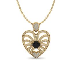 3.50 ctw Black & White Micro Diamond Heart Necklace 14k Yellow Gold