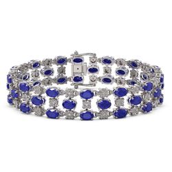 25.85 ctw Sapphire & Diamond Bracelet 10K White Gold