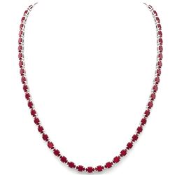 40 ctw Ruby Eternity Tennis Necklace 14k White Gold