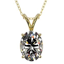 1.25 ctw Certified VS/SI Quality Oval Diamond Necklace 10k Yellow Gold