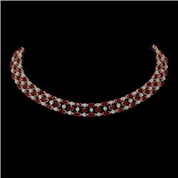 60.77 ctw Garnet & Diamond Necklace 10K Rose Gold