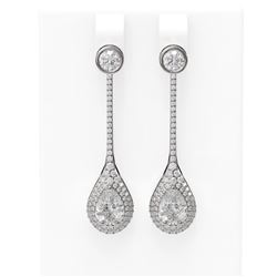 3.39 ctw Pear Diamond Earrings 18K White Gold