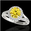 Image 1 : 1.6 ctw Certified SI/I Fancy Intense Yellow Diamond Ring 10k White Gold
