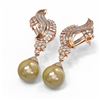 Image 3 : 3.73 ctw Diamond & Pearl Earrings 18K Rose Gold