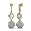 Image 2 : 1.92 ctw Diamond & Pearl Earrings 18K Yellow Gold
