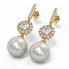 Image 3 : 1.92 ctw Diamond & Pearl Earrings 18K Yellow Gold