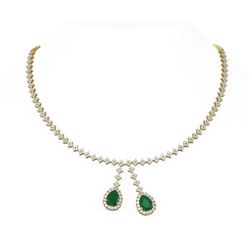 16.87 ctw Emerald & Diamond Necklace 18K Yellow Gold