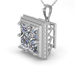 1 ctw VS/SI Princess Diamond Necklace Art Deco 18k White Gold