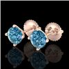 Image 1 : 1.5 ctw Fancy Intense Blue Diamond Art Deco Earrings 18k Rose Gold