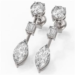 3.5 ctw Marquise Cut Diamond Designer Earrings 18K White Gold