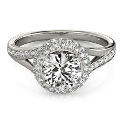 1.6 ctw Certified VS/SI Diamond Solitaire Halo Ring 14k White Gold