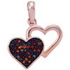 Image 1 : 10kt Rose Gold Round Red Color Enhanced Diamond Heart Pendant 1/12 Cttw