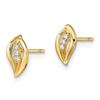 Image 2 : 14k Leaf Cubic Zirconia Stud Earrings - 37 mm