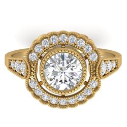 1.55 ctw Certified VS/SI Diamond Art Deco Ring 14k Yellow Gold