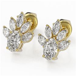 1.75 ctw Oval Cut Diamond Designer Earrings 18K Yellow Gold