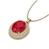 Image 2 : 4.50 ctw Ruby & Micro Pave VS/SI Diamond Necklace 18k Yellow Gold