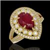 Image 1 : 5.12 ctw Certified Ruby & Diamond Victorian Ring 14K Yellow Gold