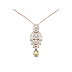6.64 ctw Canary Citrine & Diamond Necklace 18K Rose Gold