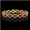 Image 1 : 30.06 ctw Ruby & Diamond Micro Pave Halo Bracelet 10k Yellow Gold
