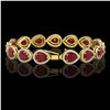 Image 2 : 30.06 ctw Ruby & Diamond Micro Pave Halo Bracelet 10k Yellow Gold