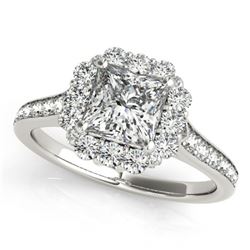 1.5 ctw Certified VS/SI Princess Diamond Halo Ring 18k White Gold