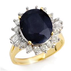 8.99 ctw Blue Sapphire & Diamond Ring 14k Yellow Gold