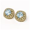 Image 2 : 10.09 ctw Aquamarine & Diamond Victorian Earrings 14K Yellow Gold
