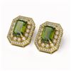 Image 2 : 12.99 ctw Tourmaline & Diamond Victorian Earrings 14K Yellow Gold