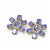 Image 3 : 31.99 ctw Tanzanite & Diamond Earrings 18K Yellow Gold
