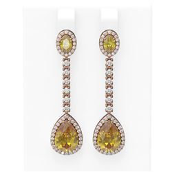 8.05 ctw Canary Citrine & Diamond Earrings 18K Rose Gold