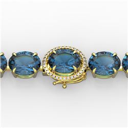 79 ctw London Blue Topaz & Micro Diamond Bracelet 14k Yellow Gold