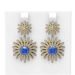 6.9 ctw Tanzanite & Diamond Earrings 18K Yellow Gold