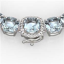 87 ctw Sky Blue Topaz & VS/SI Diamond Micro Necklace 14k White Gold