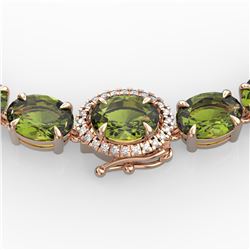 66 ctw Green Tourmaline & VS/SI Diamond Micro Necklace 14k Rose Gold